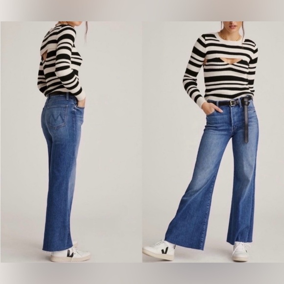 MOTHER Denim - Mother The Tomcat Roller Fray A Groovy Kind Of Love Wash Jeans Size 29 Wide Leg